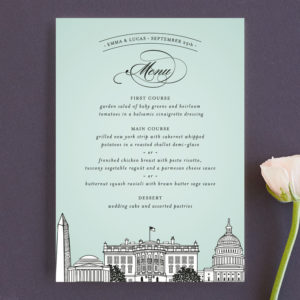 DC inspired wedding menu cards