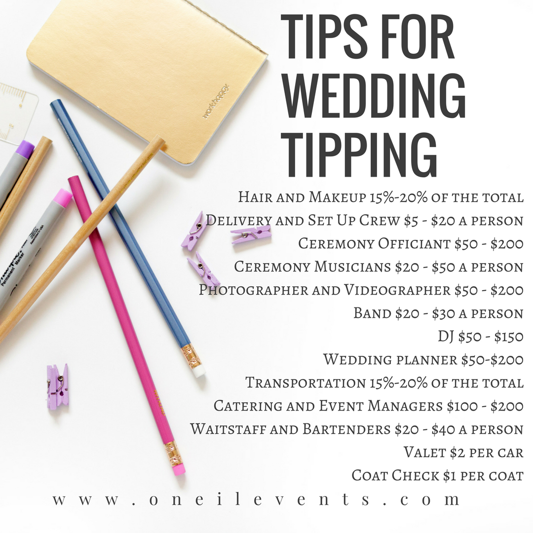 Day of wedding tipping