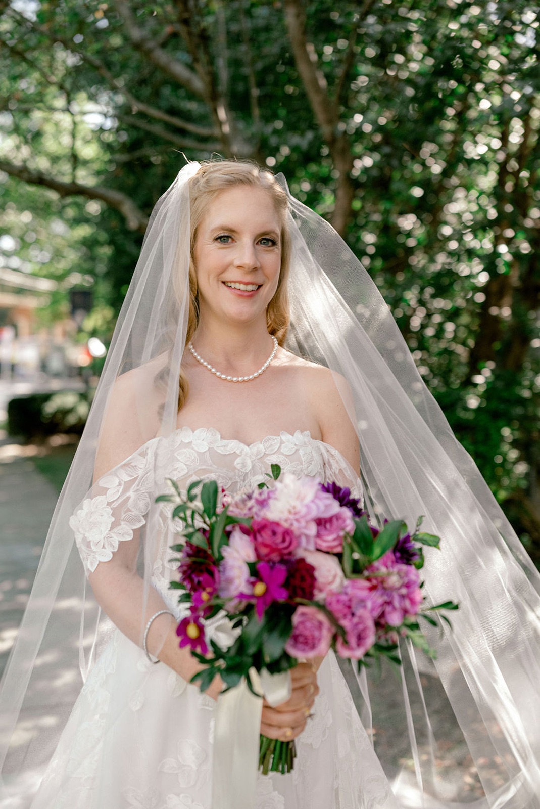 Columbia Country Club Bride First Look with Bouquet