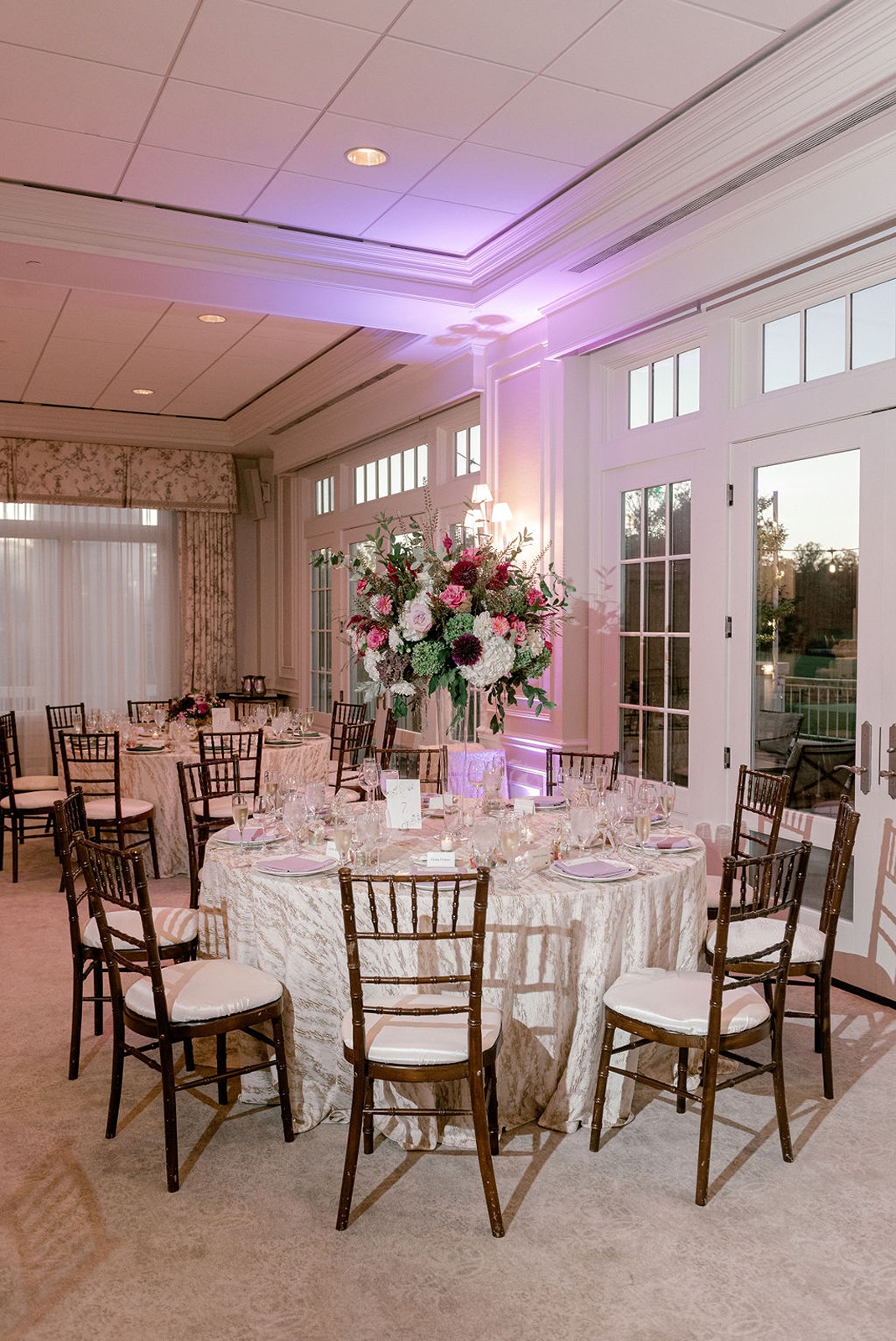 Columbia Country Club Table Settings and Floral Centerpiece
