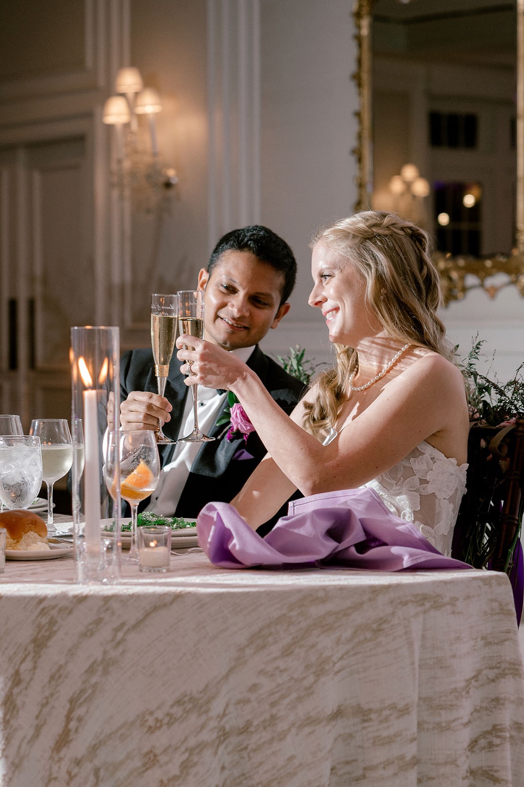 Columbia Country Club Bride and Groom Toast with Champagne